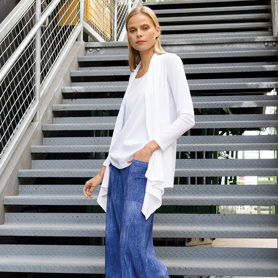 Ribbed Peach Knit - Cardigan & Tank Twinset - White - Final Sale!