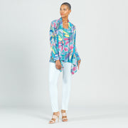 Draped Tunic Cardigan & Tank Twinset - Mosaic Petal - Blue/Multi - Final Sale!