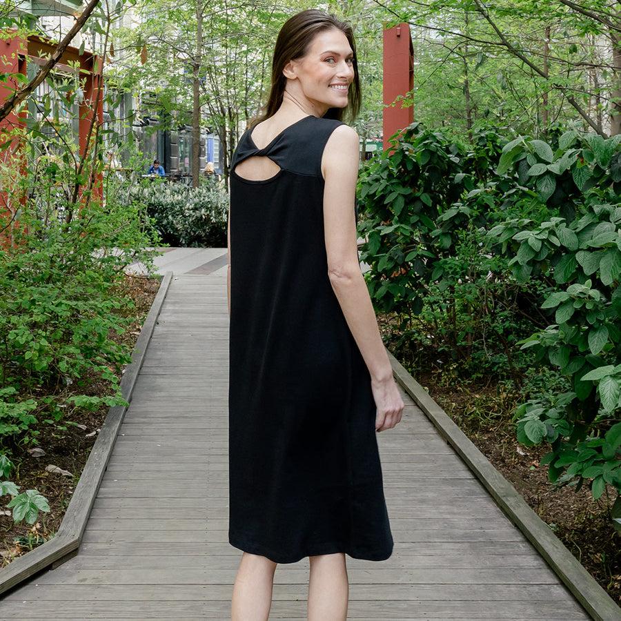 Womens Reversible Cut Out Midi Dress Black Cotton Womens Reversible Cut Out Midi Dress Black Cotton
