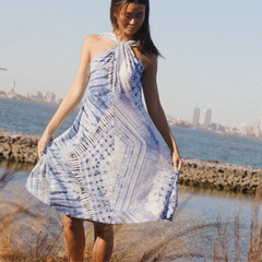 Grecian Halter Swing Dress - Acid Wash - Final Sale!