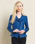 Liquid Leather Zip Jacket - Cobalt - Limited Size L Only! - Clara Sunwoo