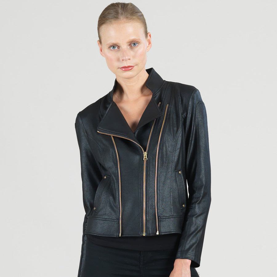 DOUBLE ZIP DETAILED LIQUID LEATHER JACKET– SHOPGIRLS