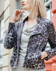 Liquid Leather™ Textured Double Zip Pocket Jacket - Charcoal Cheetah