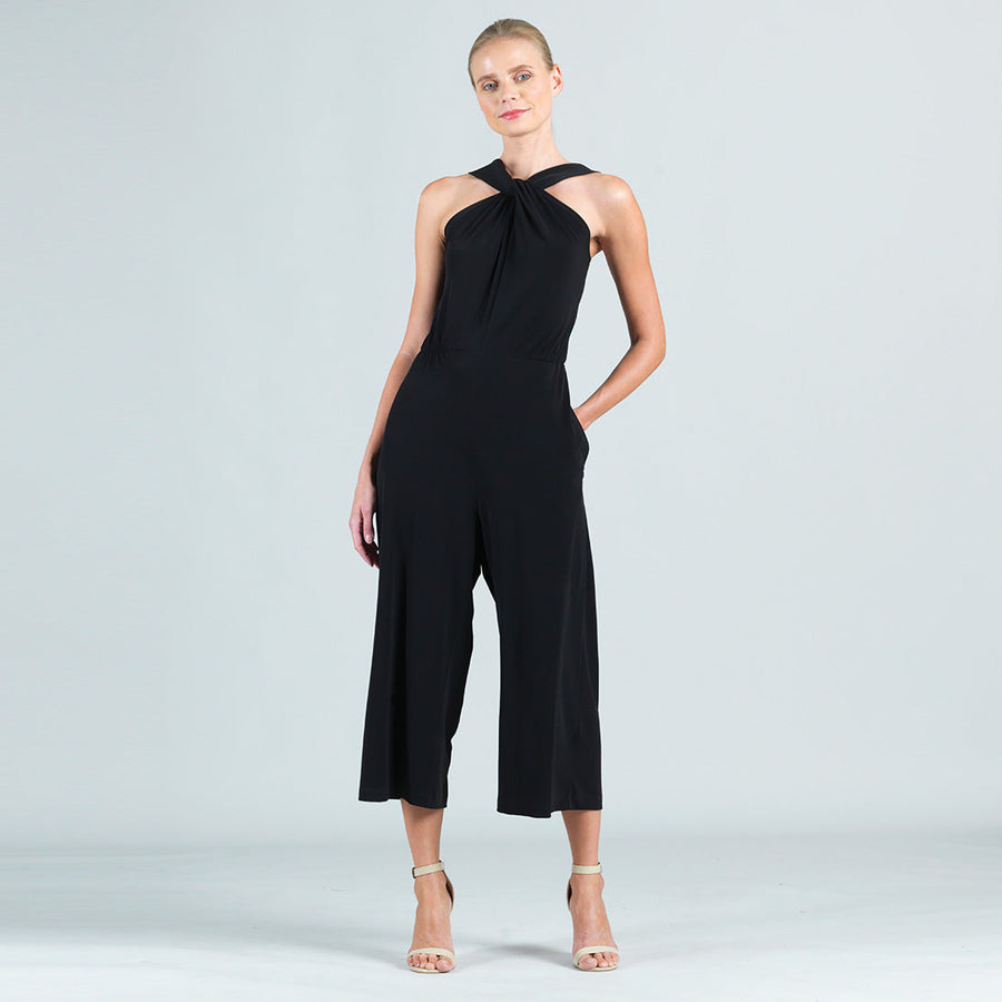 Grecian Halter Pocket Jumpsuit - Black