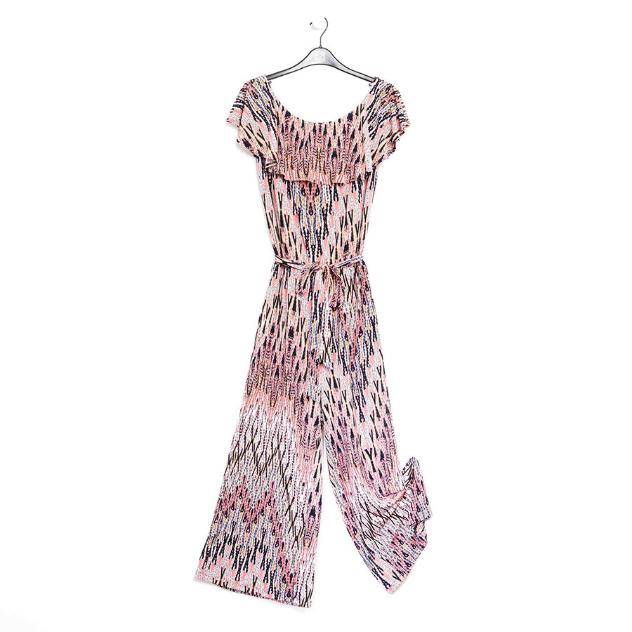 Ruffle Off Shoulder Pocket Jumpsuit - Boho Weave - Final Sale!