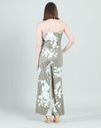 Crush Silk Knit - Tube Top Pocket Jumpsuit - Dreamy Floral-Taupe