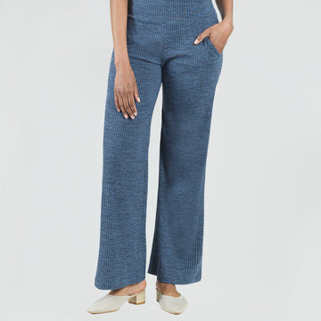 Wide Leg Rib Textured Knit Cropped Capri Gaucho Pants w/ Pockets