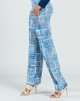 Textured Wide Leg Pocket Pant - Denim Plaid - Final Sale!