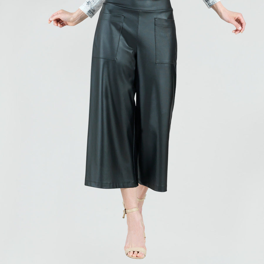 Liquid Leather™ - Front Pocket Gaucho Pant - Black