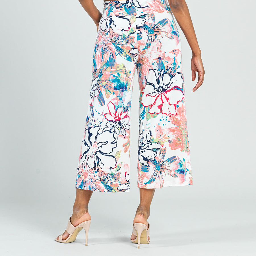 Butter Knit - High Rise Scrunch Pocket Gaucho Pant - Water Floral - Final Sale!