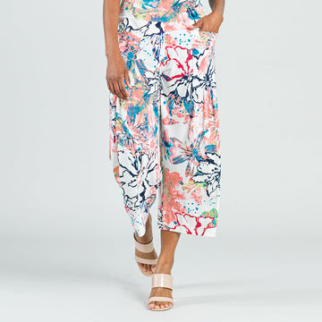 Butter Knit - High Rise Scrunch Pocket Gaucho Pant - Water Floral
