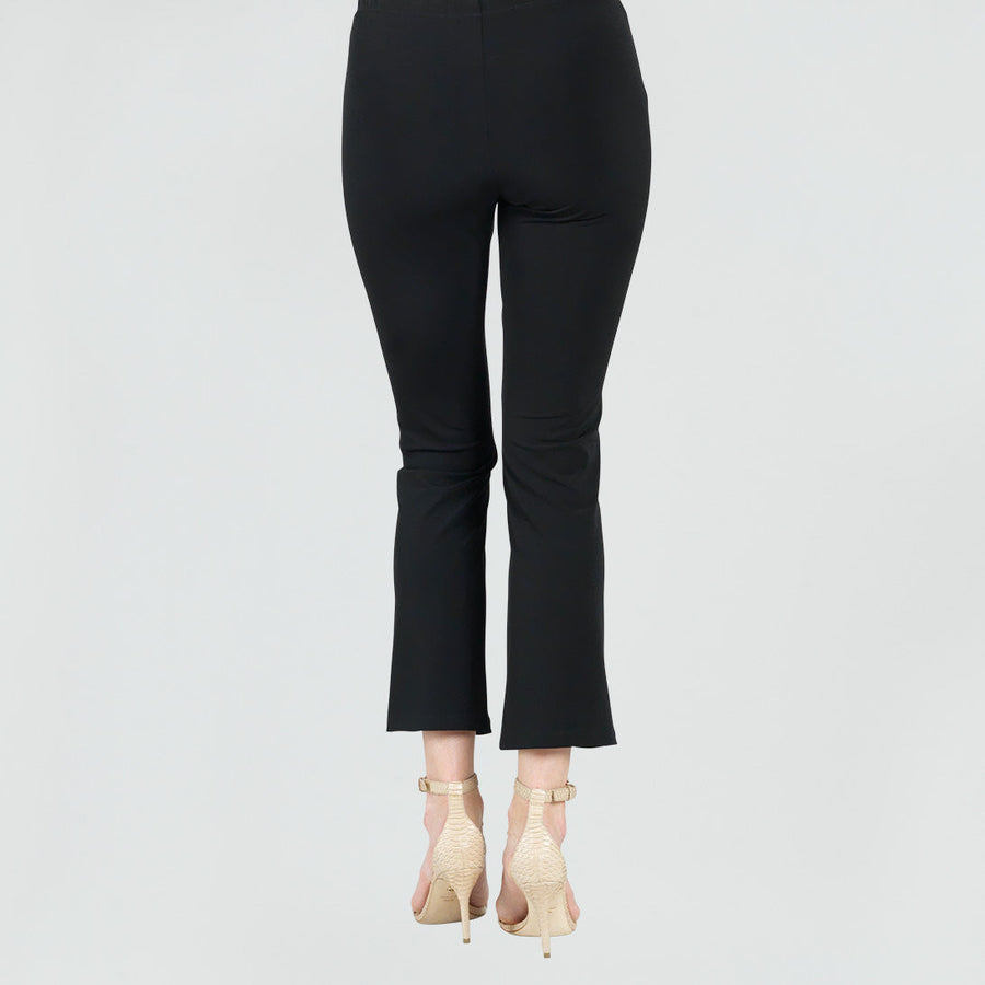 Center Seam Front Slit Ankle Pant - Black