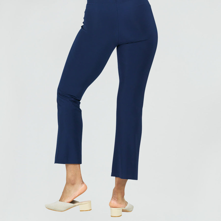 Center Seam Front Slit Ankle Pant - Navy