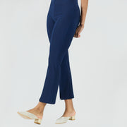 Center Seam Front Slit Ankle Pant - Navy