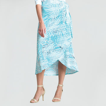 Tropical Wrap Midi Skirt - Turquoise - Final Sale!