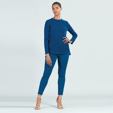 Twill Knit - Scallop Hi-Low Sweater Top - French Blue - Final Sale!