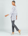 Textured Parachute Hem Tunic - Floral Rain-Grey - Final Sale!