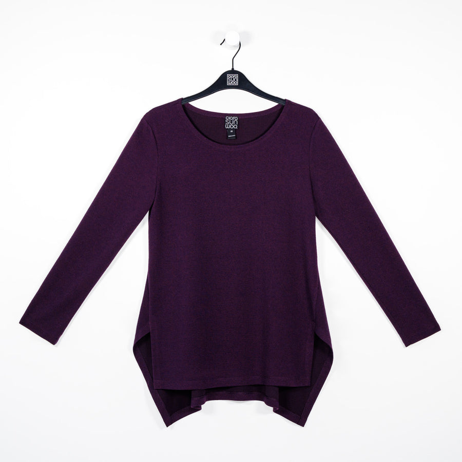 French Terry-Like Knit - Parachute Hem Sweater Tunic - Eggplant - Final Sale!