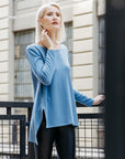 French Terry-Like Knit - Parachute Hem Sweater Tunic - Powder Blue - Final Sale!