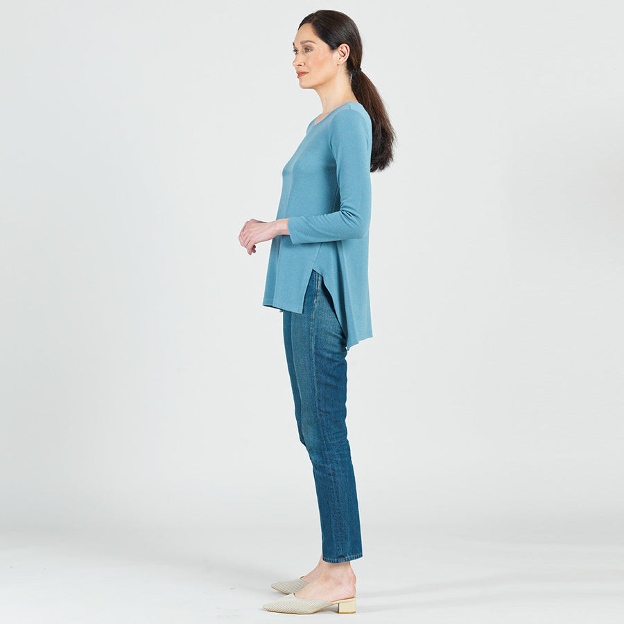 French Terry-Like Knit - Parachute Hem Sweater Tunic - Powder Blue - F –  Clara Sunwoo