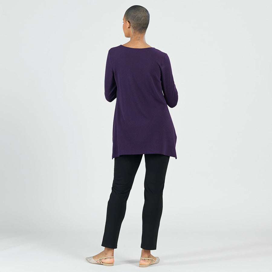 French Terry-Like Knit - Parachute Hem Sweater Tunic - Eggplant - Final Sale!