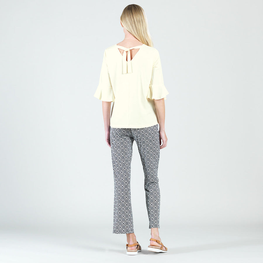 Peach Knit - Tulip Cuff Back Tie Top - Yellow - Final Sale!