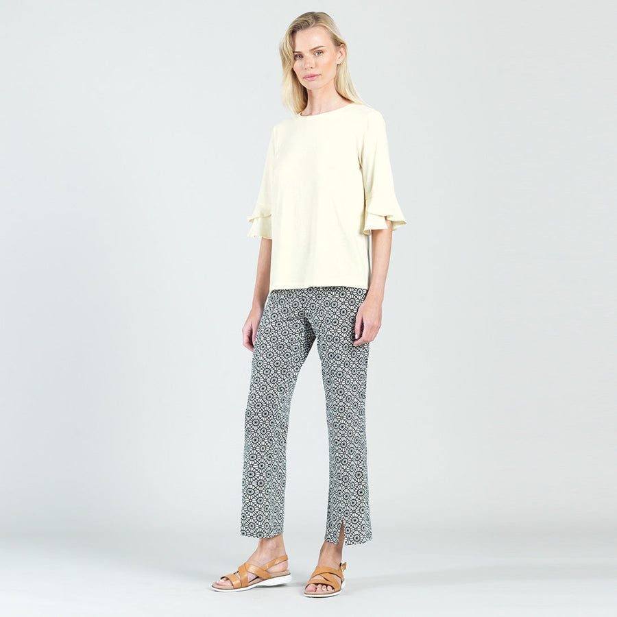 Peach Knit - Tulip Cuff Back Tie Top - Yellow - Final Sale!