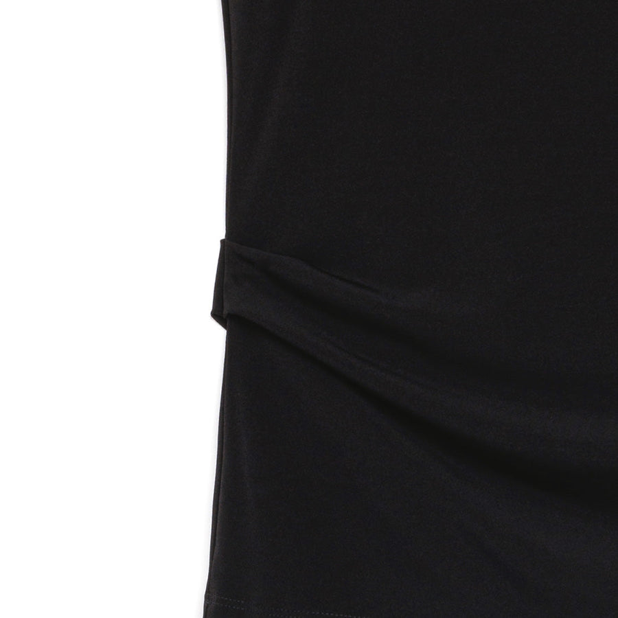 Side Ruched Cap Sleeve Top - Black