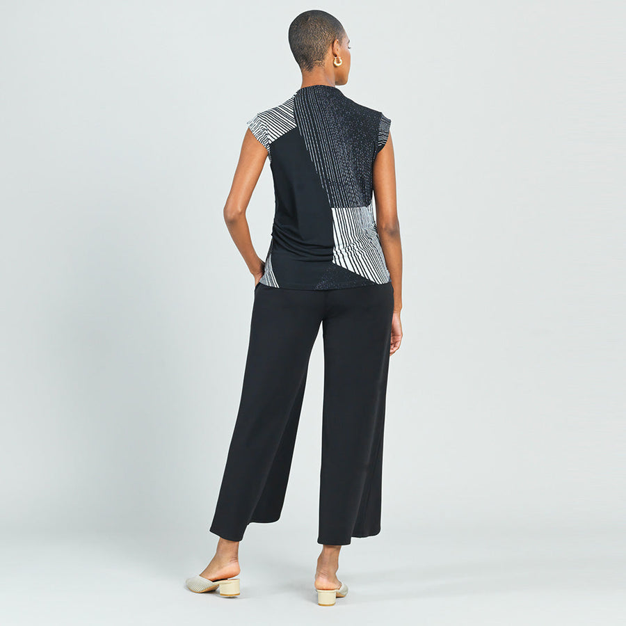 Side Ruched Cap Sleeve Top - Geo Patch - Final Sale!