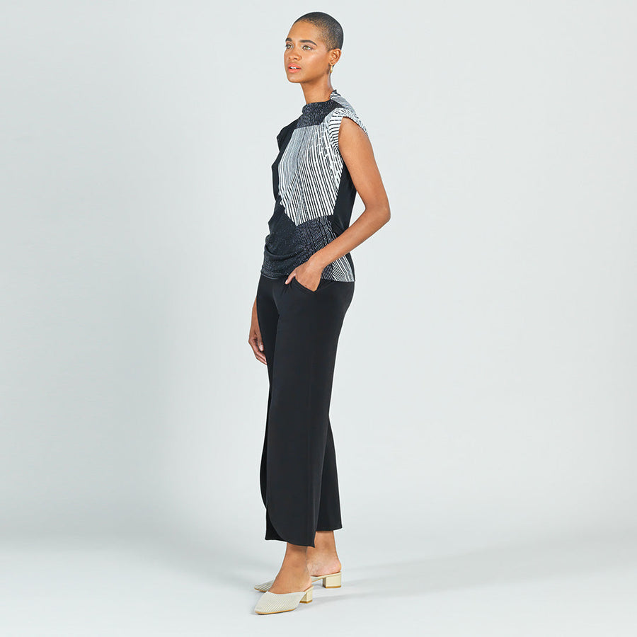Side Ruched Cap Sleeve Top - Geo Patch - Final Sale!