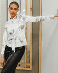Foil Knit - Center Front Tie Top - Abstract Marble - Final Sale!
