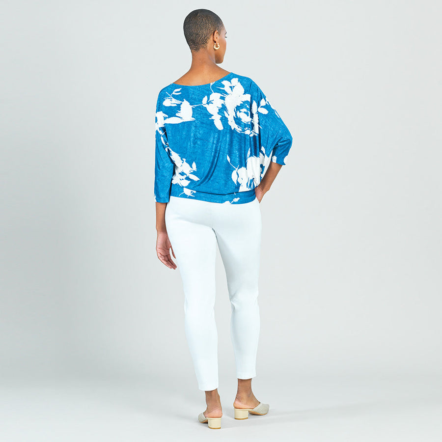 Crush Silk Knit - Half & Half Sleeve Top - Dreamy Floral-Blue - Final Sale!