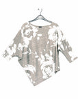 Crushed Silk - Half & Half Sleeve Top - Taupe-Dreamy Floral - Final Sale