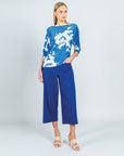 Crush Silk Knit - Half & Half Sleeve Top - Dreamy Floral-Blue - Final Sale!