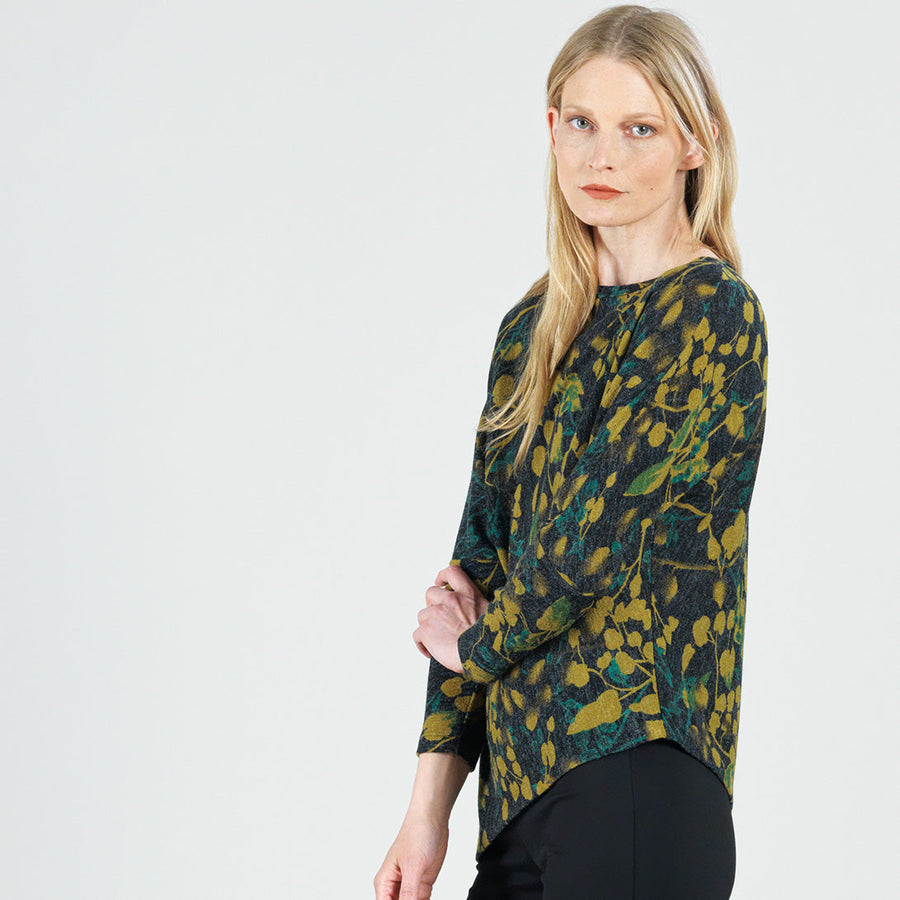 Cozy Texture - Half & Half Sleeve Sweater Top - Olive Leaf - Final Sale!