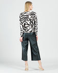Cozy Knit - Boat Neck Side Ruched Sweater Top - Zebra - Final Sale!