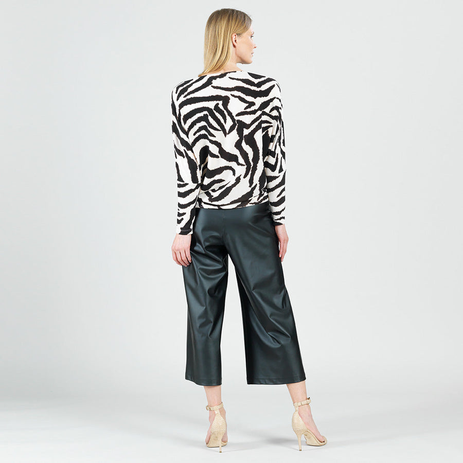 Cozy Knit - Boat Neck Side Ruched Sweater Top - Zebra - Final Sale!
