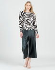 Cozy Knit - Boat Neck Side Ruched Sweater Top - Zebra - Final Sale!