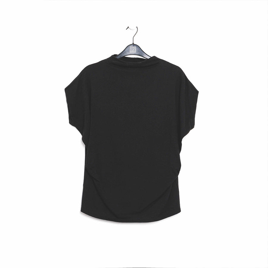 Modal Cotton - Funnel Neck Side Cinched Top - Black - Final Sale!