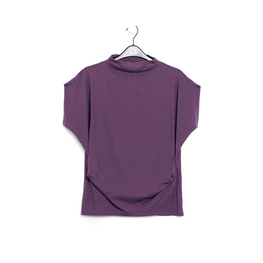 Modal Cotton - Funnel Neck Side Cinched Top - Plum - Final Sale!