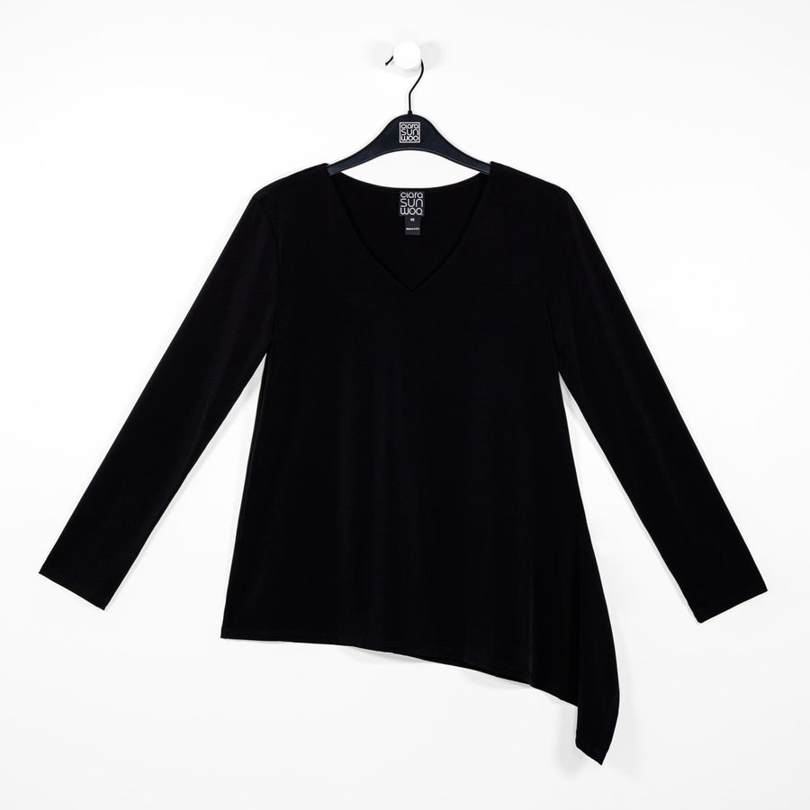 V-Neck Side Flow Top - Black - Final Sale!