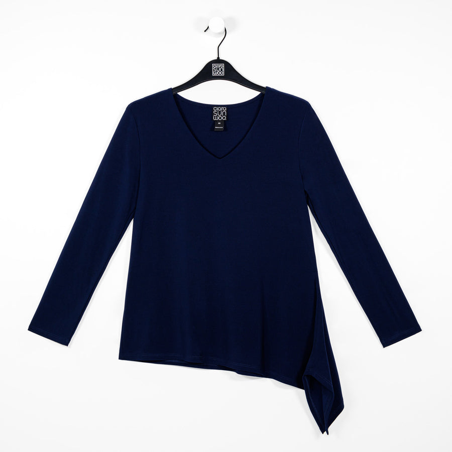 V-Neck Side Flow Top - Navy - Final Sale!