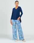 Textured Wide Leg Pocket Pant - Denim Plaid - Final Sale!