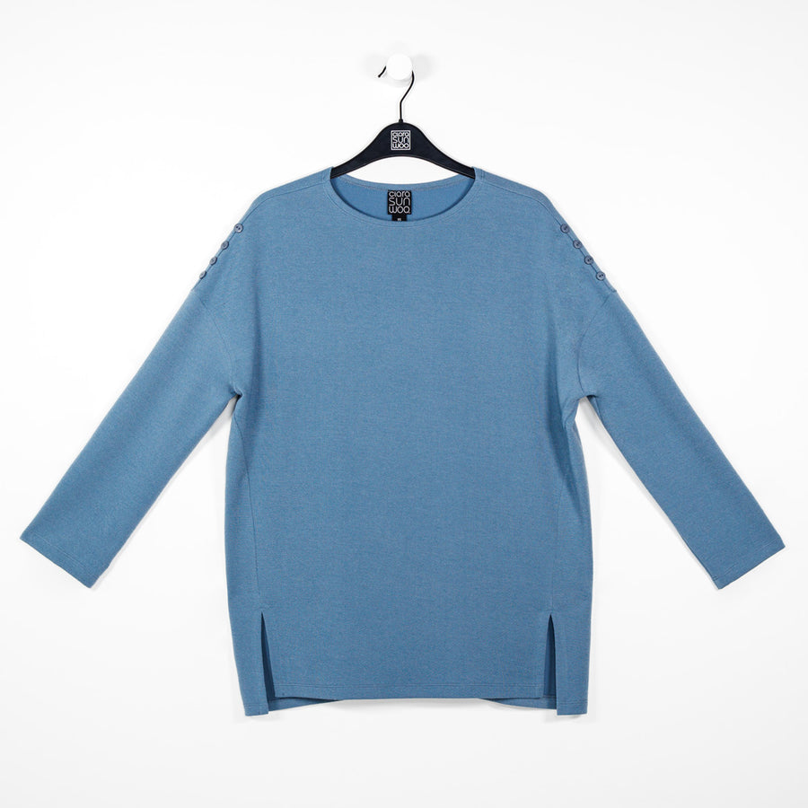 French Terry-Like Knit - Vented Sweater Tunic - Powder Blue - Final Sale!