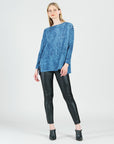 Cozy Texture - Vented Sweater Tunic - Denim Print - Final Sale!