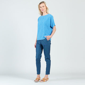 Ribbed Peach Knit - Back Cut Out Top - Blue - Final Sale!