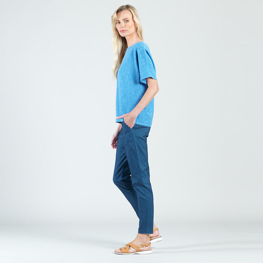 Ribbed Peach Knit - Back Cut Out Top - Blue - Final Sale!