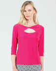 Reversible Twist Cut Out Top - Hot Pink