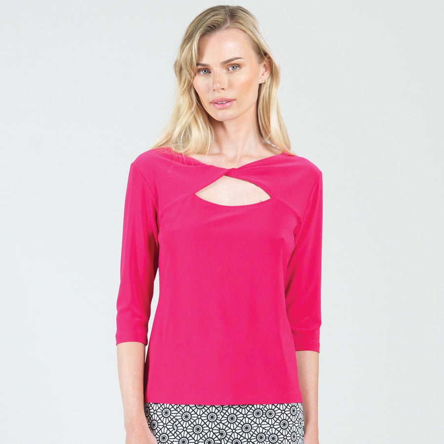 Reversible Twist Cut Out Top - Hot Pink