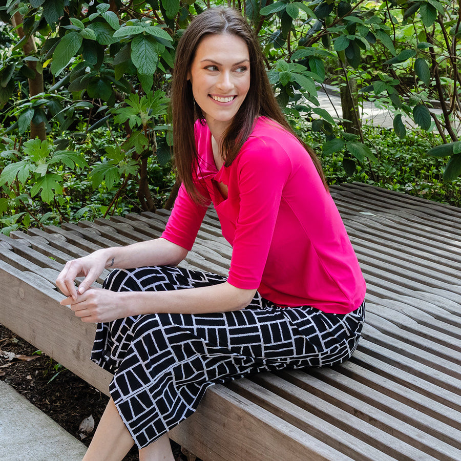 Reversible Twist Cut Out Top - Hot Pink